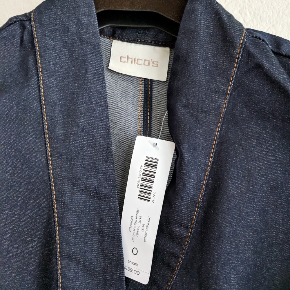 NWT Chico's Denim Dream Wash Vest - S - Picture 7 of 8